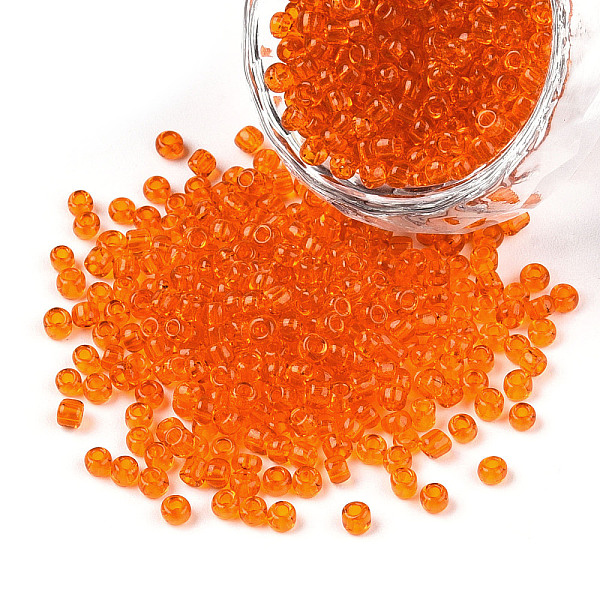 

PandaHall 8/0 Glass Seed Beads, Transparent, Round, Dark Orange, 3mm, Hole: 1mm, about 1097pcs/50g Glass Orange