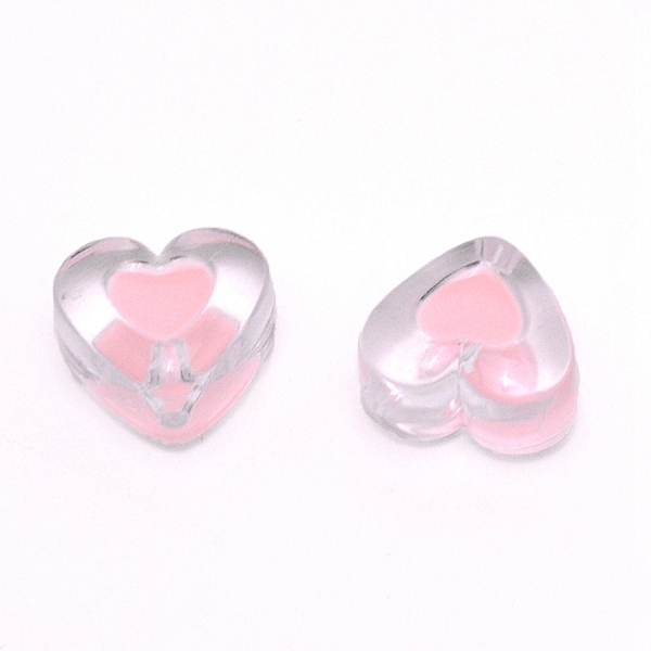 

PandaHall Transparent Clear Enamel Acrylic Beads, Heart, Pink, 15x17x11mm, Hole: 2mm Acrylic Heart Pink