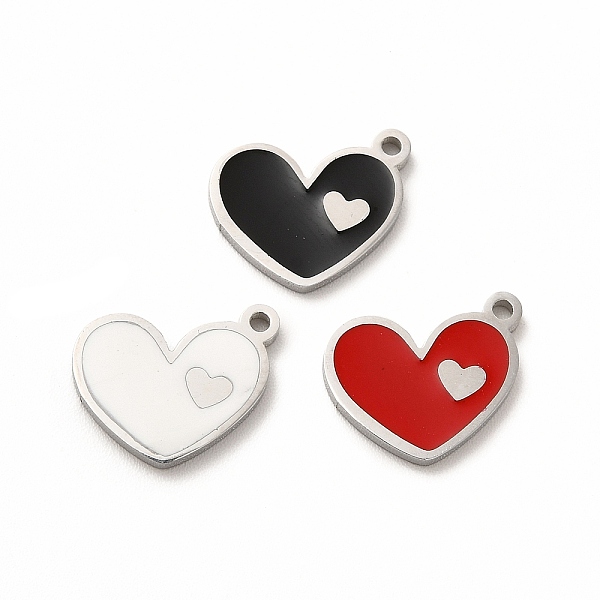 

PandaHall 304 Stainless Steel Enamel Charms, Heart, Mixed Color, 13x10x1mm, Hole: 1.2mm Alloy+Enamel Heart Multicolor