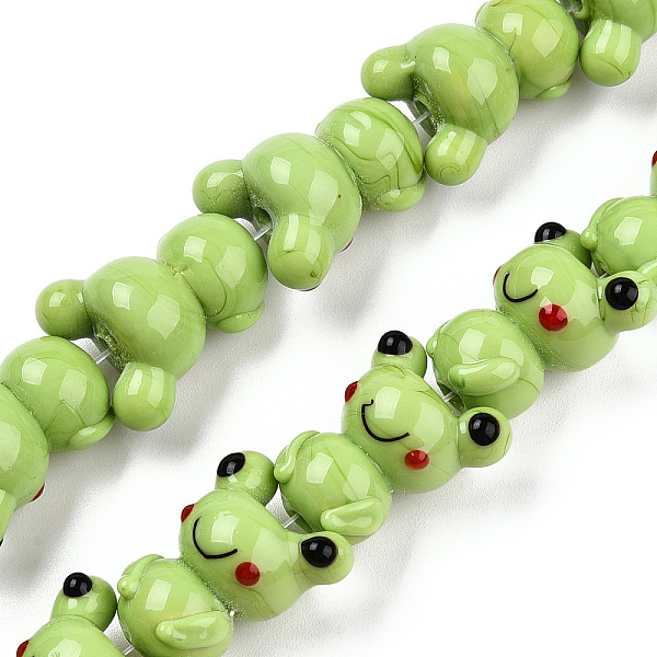 

PandaHall Handmade Bumpy Lampwork Beads Strands, Frog, Yellow Green, 20.5~22x18~20.5x12.5~13.5mm, Hole: 2mm, about 25pcs/strand, 20.16...