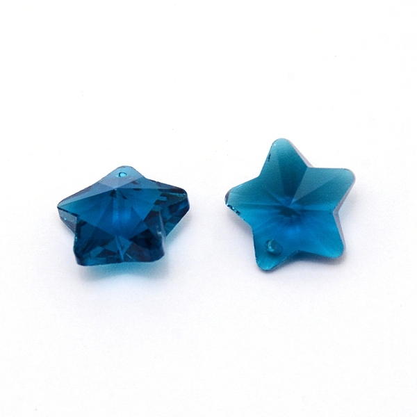 

PandaHall Transparent Glass Pendants, Faceted, Star Charms, Marine Blue, 13x13.5x7mm, Hole: 1mm Glass Star