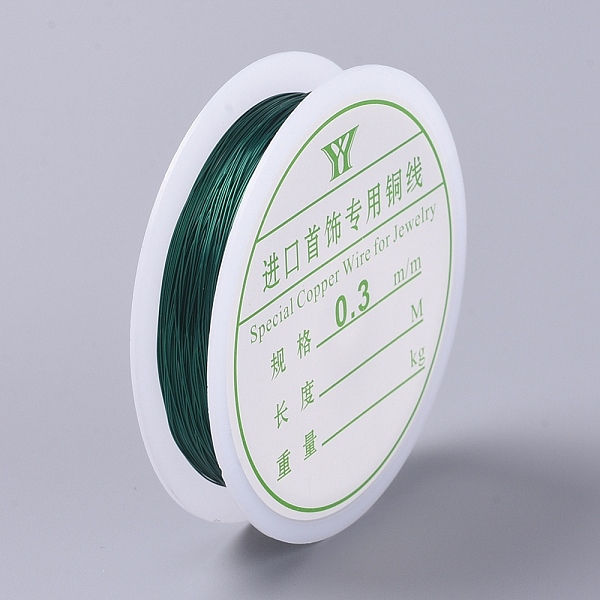 

PandaHall Round Copper Wire, for Jewelry Making, Green, 0.3mm, about 25m/roll Copper Round Green