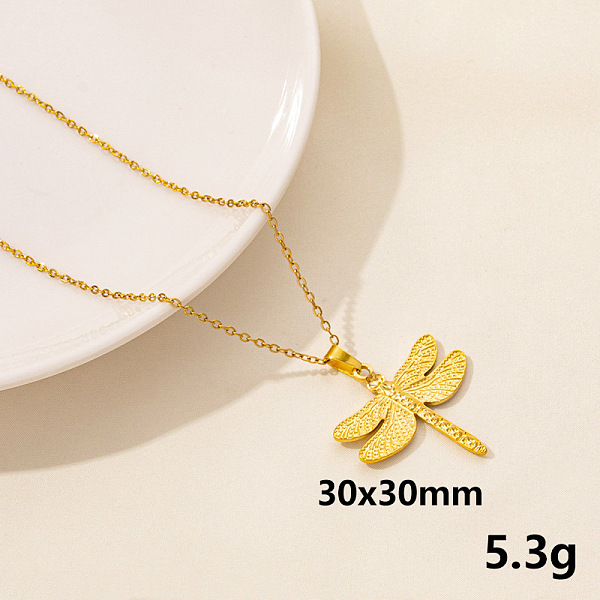

PandaHall Animal Stainless Steel Dragonfly Pendant Necklace for Women, Trendy Lock Chain Jewelry Stainless Steel Dragonfly