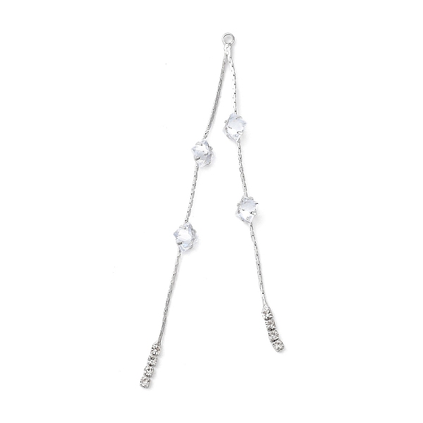 

PandaHall Brass Micro Pave Cubic Zirconia Big Pendants, Platinum, 85x6.5~9x5mm, Hole: 1.8mm Brass+Cubic Zirconia Clear