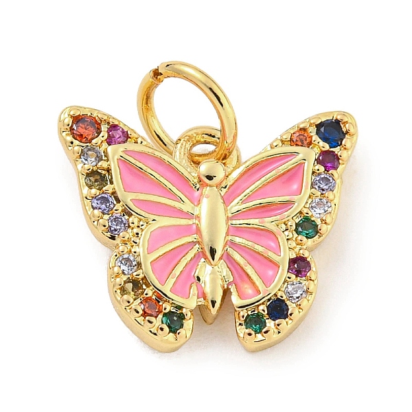 

PandaHall Rack Plating Brass Micro Pave Cubic Zirconia with Enamel Charms, with Jump Rings Long-Lasting Plated, Lead Free & Cadmium Free..., Pink