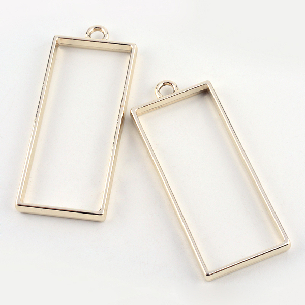 

PandaHall Rack Plating Alloy Rectangle Open Back Bezel Pendants, For DIY UV Resin, Epoxy Resin, Pressed Flower Jewelry, Cadmium Free &...