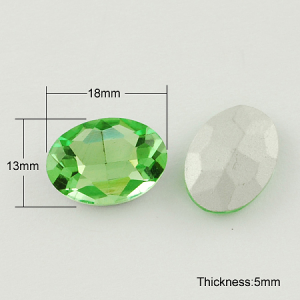 PandaHall Glass Pointed Back Rhinestone, Back Plated, Faceted, Oval, Lime Green, 13x18x5mm Glass Rhinestone Oval Green