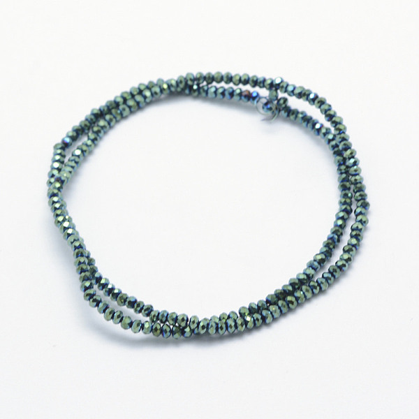 

PandaHall Electroplate Glass Beads Strands, Full Plated, Faceted, Rondelle, Green Plated, 2.5x1.5mm, Hole: 0.5mm, about 197~201pcs/strand...