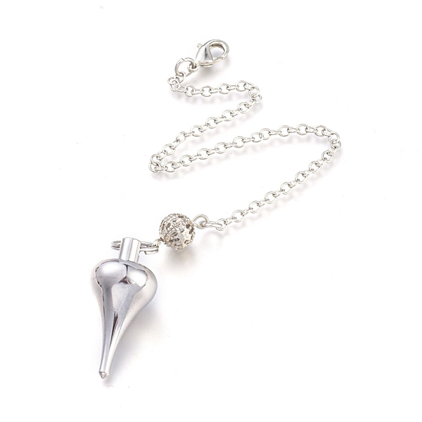 

PandaHall Brass Pointed Dowsing Pendulums, with Lobster Claw Clasps, Teardrop, Platinum, 223x2.5mm Brass Teardrop