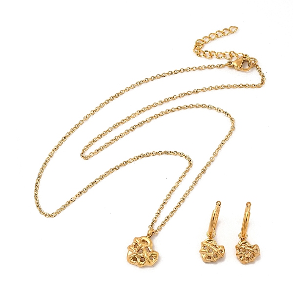 

PandaHall Vacuum Plating 304 Stainless Steel Heart Dangle Hoop Earring & Pendant Nacklace, Jewelry Set for Women, Golden, Necklace: 451mm...