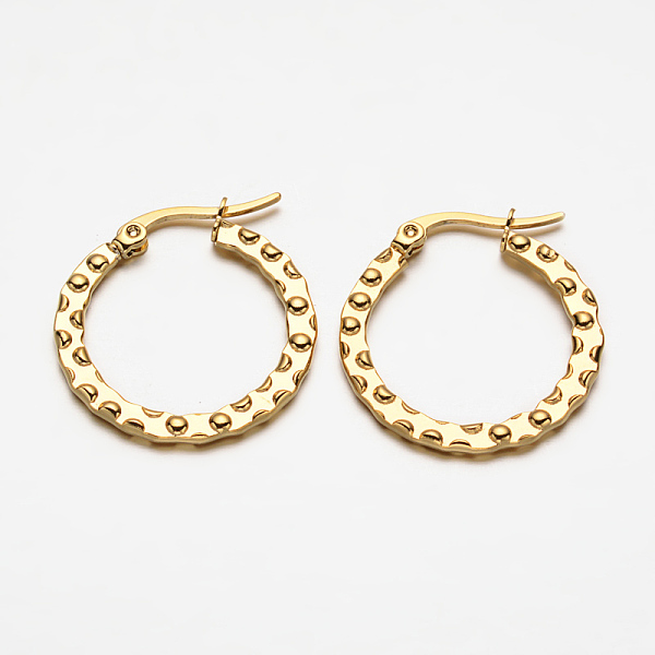 

PandaHall Ring 304 Stainless Steel Hoop Earrings, Hypoallergenic Earrings, Golden, 25x24x2mm, Pin: 1x0.5mm 304 Stainless Steel Ring