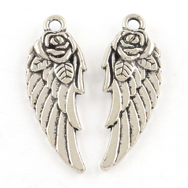 

PandaHall Tibetan Style Alloy Pendants, Cadmium Free & Lead Free, Wing, Antique Silver, 31x11.5x3.5mm, Hole: 2mm, about 456pcs/1000g Alloy...