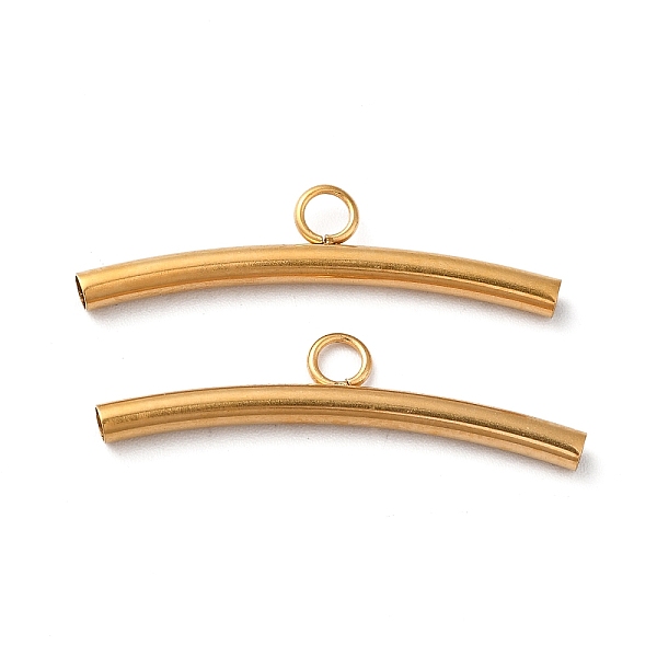 

PandaHall Ion Plating(IP) 304 Stainless Steel Tube Bails, Curved Tube, Real 18K Gold Plated, 8x30x2.5mm, Hole: 3mm, Inner Diameter: 2mm 304...