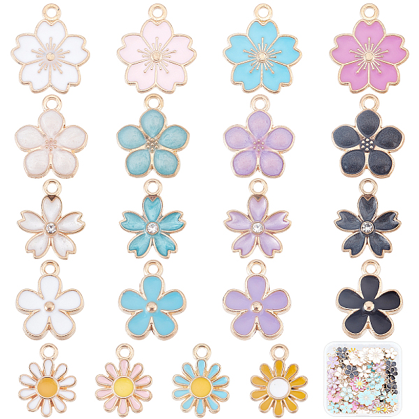 80Pcs 20 Style Light Gold Alloy Enamel Charms & Pendants