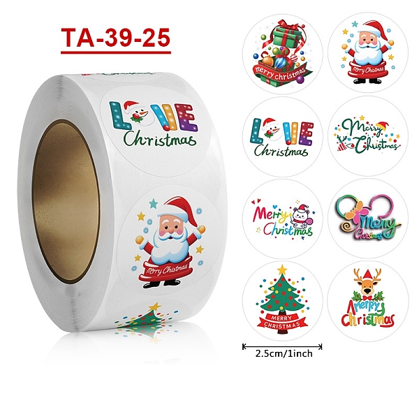 

PandaHall Paper Self-Adhesive Stickers, Flat Round, for Presents Decoration, Round with Christmas Theme, Mixed Color, 25mm Paper Mixed...