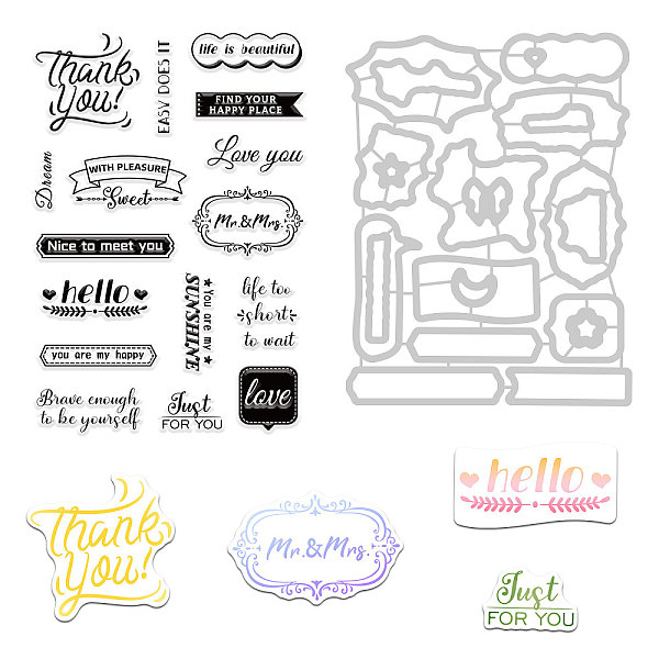 

PandaHall GLOBLELAND 1Pc Carbon Steel Cutting Dies Stencils, with 1Pc PVC Plastic Stamps, for DIY Scrapbooking/Photo Album, Decorative...