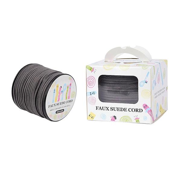 

PandaHall Faux Suede Cord, Faux Suede Lace, Paper Box Packing, Dark Slate Gray, 3.0x1.4mm, about 98.43yards/roll(90m/roll) Faux Suede Gray