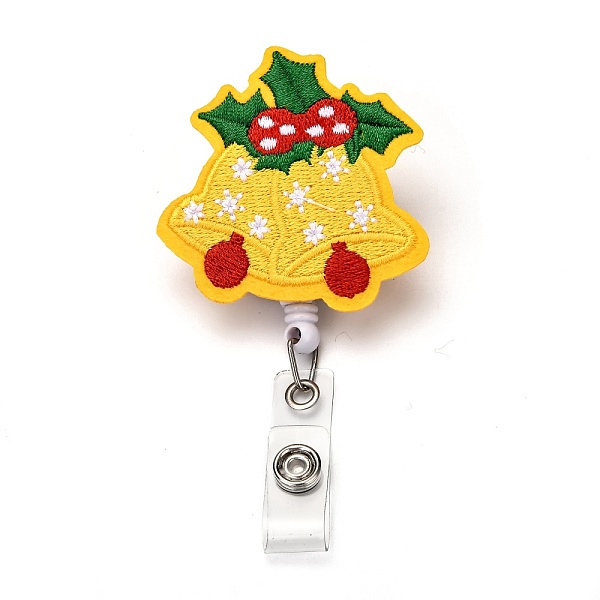 

PandaHall Christmas Bell Felt & ABS Plastic Badge Reel, Retractable Badge Holder, with Iron Alligator Clip, Platinum, Gold, 99mm, Bell...