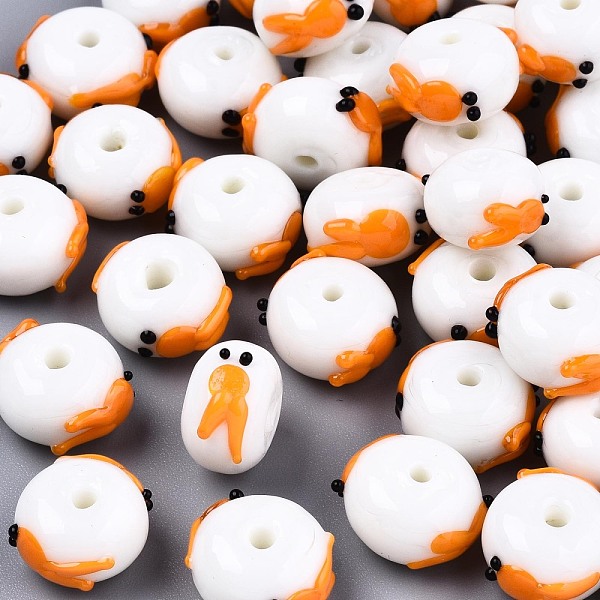 

PandaHall Handmade Bumpy Lampwork Beads, Abacus with Goldfish, Orange, 14~15x12~13x8~9mm, Hole: 2mm Lampwork Rondelle Orange