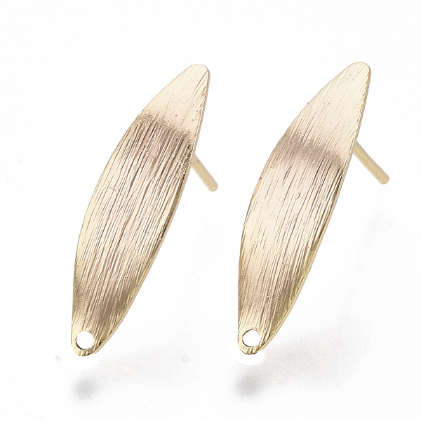

PandaHall Brass Stud Earring Findings, with Loop, Nickel Free, Horse Eye, Real 18K Gold Plated, 20.5x5.5mm, Hole: 1mm, Pin: 0.8mm Brass Sea...