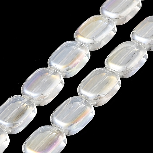 

PandaHall Transparent Electroplate Glass Bead Strands, Rainbow Plated, Rectangle, Clear, 12x10x4.5mm, Hole: 1mm, about 55pcs/strand, 25.98''...