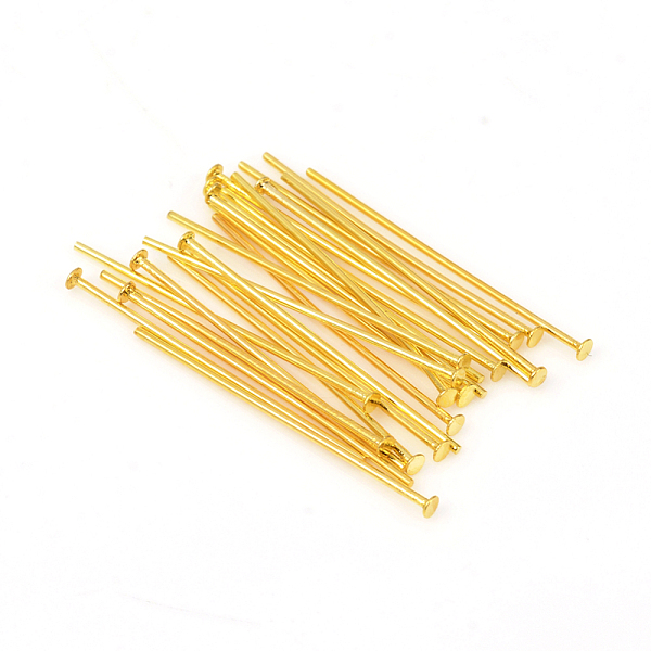 

PandaHall 304 Stainless Steel Flat Head Pins, Golden, 22x0.6mm, Head: 1.4mm 304 Stainless Steel