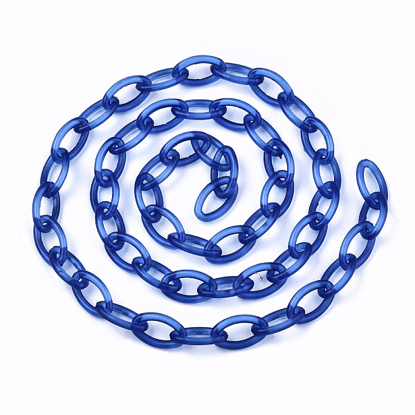 

PandaHall Handmade Transparent ABS Plastic Cable Chains, Oval, Blue, 19.29 inch~19.68 inch(49~50cm), Link: 13x7.5x1.5mm Plastic Blue