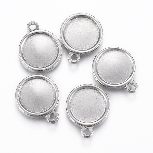 

PandaHall 304 Stainless Steel Pendant Cabochon Settings, Double-sided Tray, Flat Round, Stainless Steel Color, 17x14x2.5mm, Hole: 2mm, Tray...