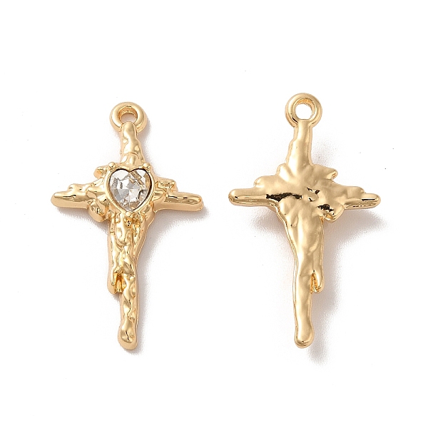 

PandaHall Rack Plating Alloy Pandants, with Glass, Nickel Free, Cross with Heart Charms, Golden, Clear, 27.5x16x4.5mm, Hole: 1.5mm...