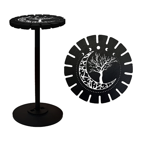 

PandaHall AHANDMAKER Pendulum Holder Crystal Shelf Wooden Pendulum Wheel Display Rack Black Crystal Display Shelf for Pendulum Crystal...