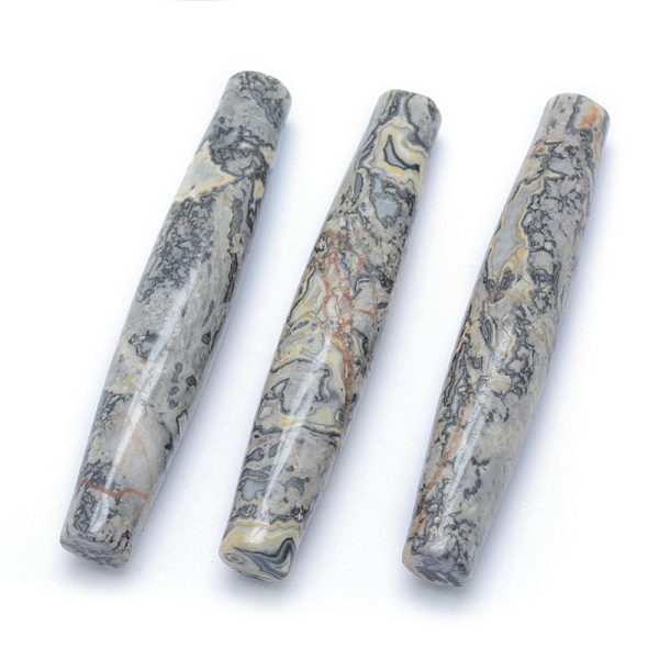 

PandaHall Natural Map Stone/Picasso Stone/Picasso Jasper Beads, No Hole/Undrilled, Rice, 73.5~77x13~13.5mm Map Stone Rice
