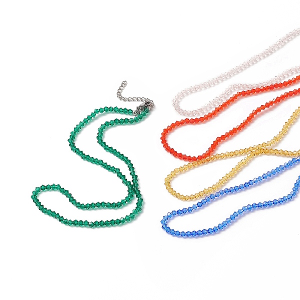 

PandaHall Transparent Glass Bicone Beaded Necklaces with 304 Stainless Steel Lobster Claw Clasp & Chain Extender, Choker Necklace for Women..., Multicolor