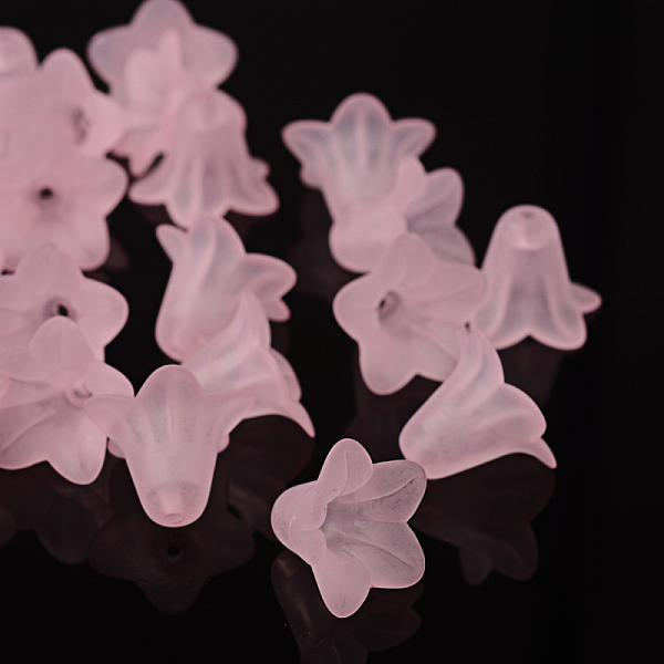 Pink Frosted Transparent Acrylic Flower Beads