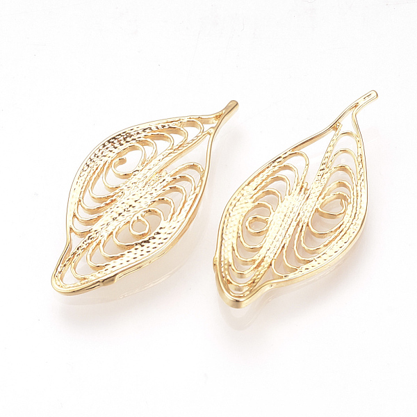 

PandaHall Brass Pendants, Nickel Free, Real 18K Gold Plated, Hollow Leaf, 18x13x1.5mm Brass Leaf