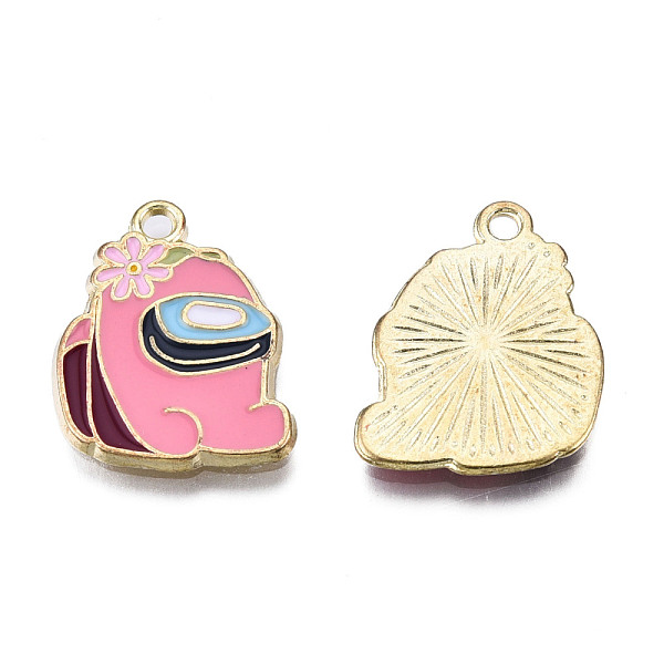 

PandaHall Alloy Enamel Pendants, Cadmium Free & Lead Free, Light Gold, Werewolf with Flower, Hot Pink, 20x15.5x1.5mm, Hole: 1.8mm...