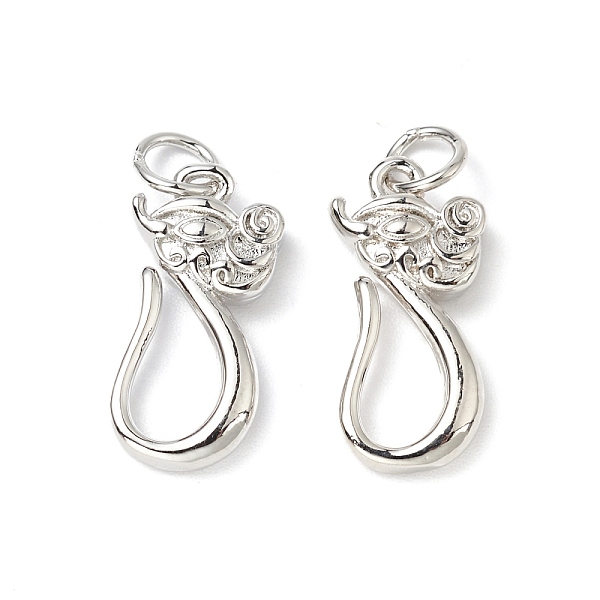 

PandaHall Rack Plating Brass Hook Clasps, Long-Lasting Plated, Cadmium Free & Lead Free, Dragon, Platinum, 16.5x9x3mm, Hole: 3.2mm Brass
