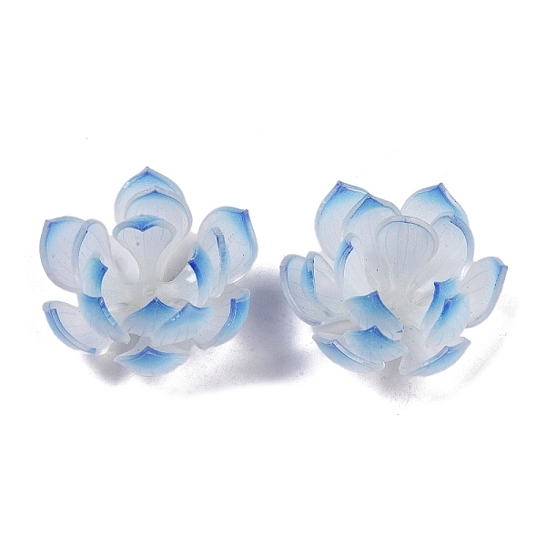 

PandaHall Simulation Lotus Shape Acrylic Bead Caps, for DIY Jewelry Making, Dodger Blue, 33~36x16~16.5mm, Hole: 1.4mm Acrylic