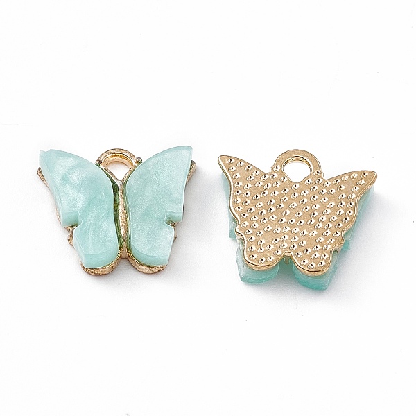 

PandaHall Acrylic Charms, with Light Gold Tone Alloy Finding, Butterfly Charm, Aquamarine, 13x14x3mm, Hole: 2mm Alloy+Acrylic Butterfly..., Green