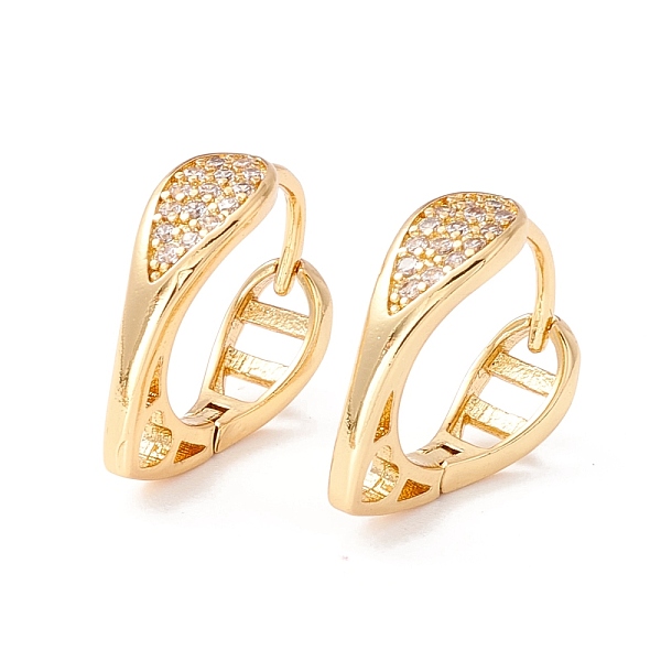 

PandaHall Heart Cubic Zirconia Huggie Hoop Earrings, Real 18K Gold Plated Filigree Hoop Earrings for Girl Women, Clear, 17x14x5mm, Pin: 1mm...