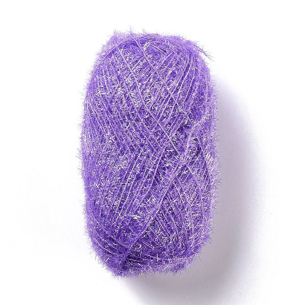 PandaHall Polyester Crochet Yarn, Sparkling Scrubby Yarn, for Dish Scrubbies, Dishcloth, Decorating Crafts Knitting, Blue Violet...