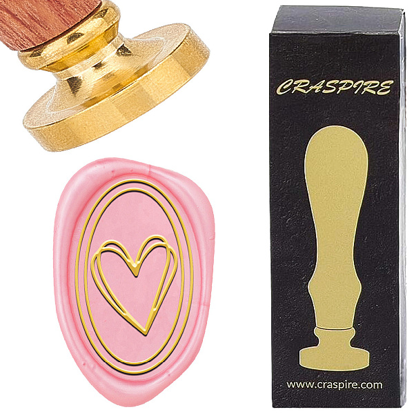 

PandaHall CRASPIRE Heart Wax Seal Stamps 25mm Oval Vintage Removable Brass Head Wooden Handle Sealing Wax Stamp for Wedding Valentine's Day...