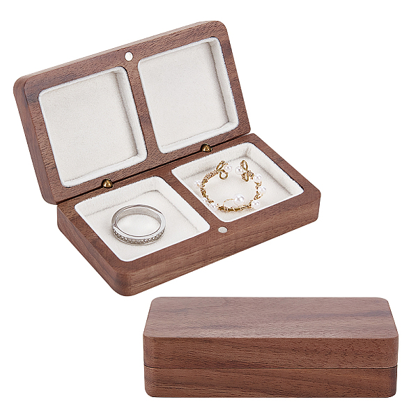 

PandaHall 2-Slot Black Walnut Jewelry Magnetic Storage Boxes, Jewellery Organizer Travel Case, with Velvet Inside, for Necklace, Ring..., White