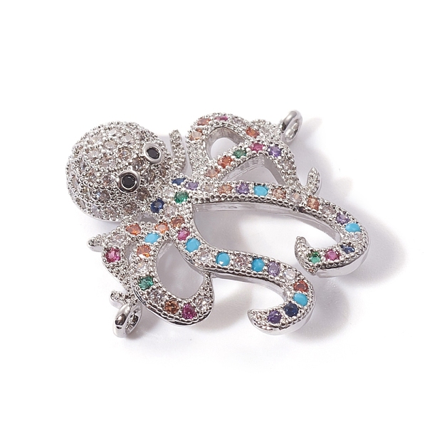 

PandaHall Brass Micro Pave Cubic Zirconia Links connectors, Octopus, Colorful, Platinum, 22.5x23x5mm, Hole: 1.2mm Brass+Cubic Zirconia Other...