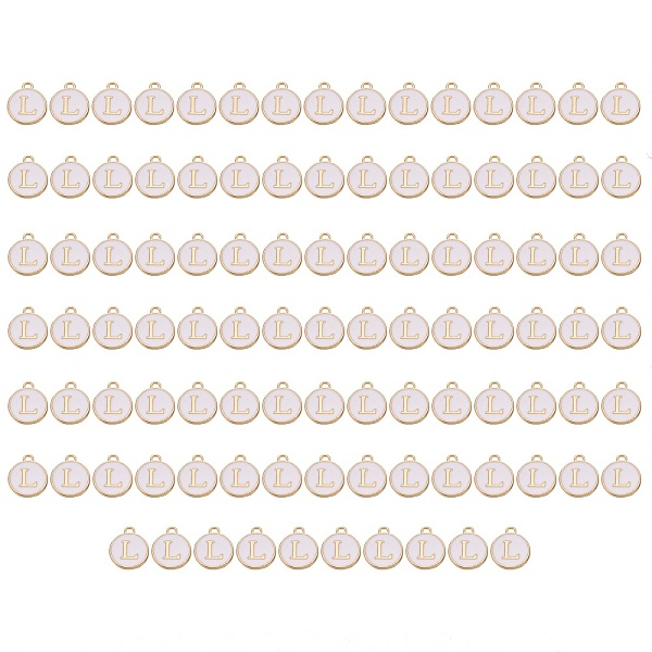 

PandaHall Golden Plated Enamel Alloy Charms, Enamelled Sequins, Flat Round, White, Letter.L, 14x12x2mm, Hole: 1.5mm, 100pcs/Box Alloy+Enamel...