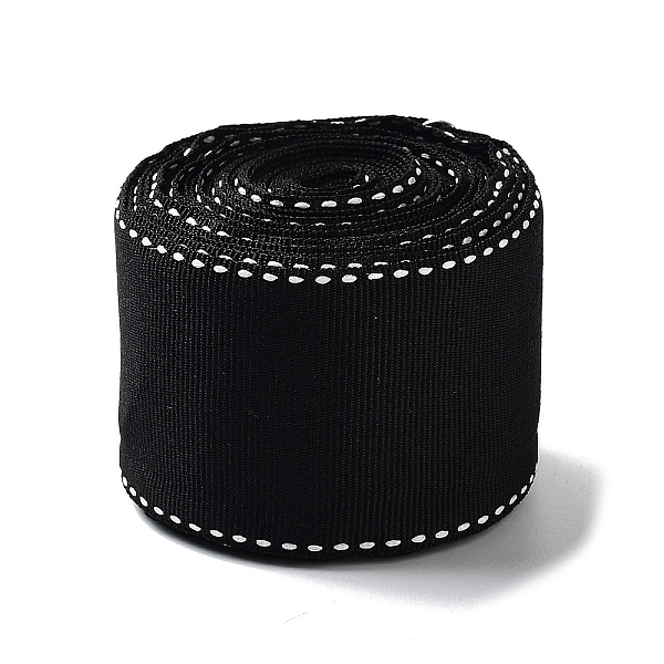 

PandaHall 4.5 Yards Polyester Stitched Edge Ribbon, for Gift Packaging, Black, 1-5/8 inch(41mm) Polyester None Black