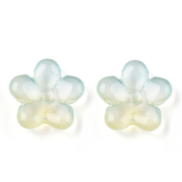 

PandaHall Two Tone Transparent Normal Glass Beads, Flower, Light Cyan, 21x21.5x7mm, Hole: 1.8mm Glass Flower