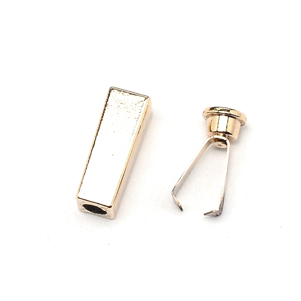

PandaHall Zinc Alloy End Caps, Cuboid, Light Gold, 23x7x7mm, Hole: 4mm Alloy