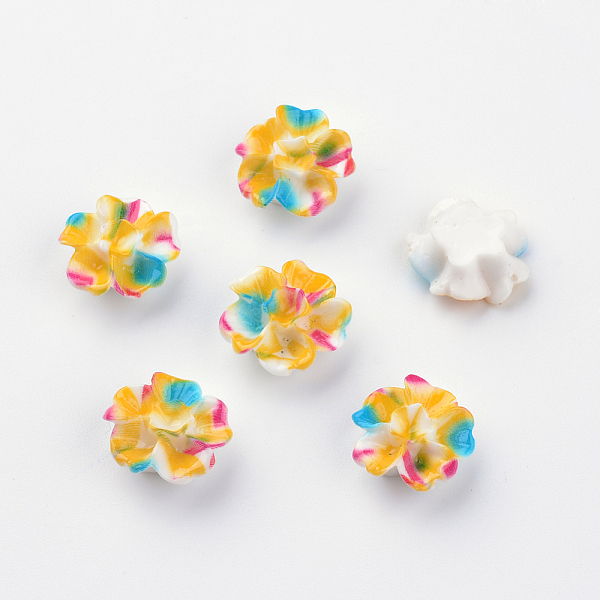 

PandaHall Spray Painted Resin Cabochons, Flower, Mixed Color, 14x13.5x6mm Resin Flower Multicolor
