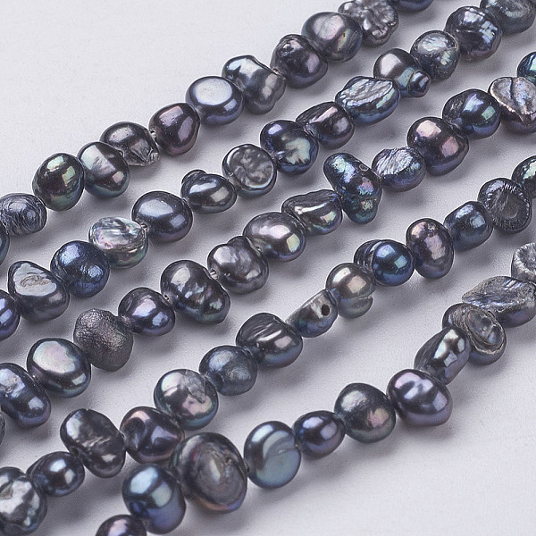 

PandaHall Natural Cultured Freshwater Pearl Beads Strands, Baroque Keshi Pearl Beads, Dyed, Two Sides Polished, Black, 5~7x4~5x3~4mm, Hole...