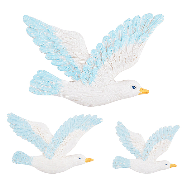 PandaHall Mediterranean Style Resin Pendant Ornaments, Wall Decor Door Hanging Decoration, Sea Gull, Light Sky Blue, 9.5~14x13~22x1.2~1.4cm...